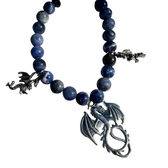Handmade with love Jewelry - Game of Thrones Inspired Dragon Bracelet with Blue\White Beads NWOT
